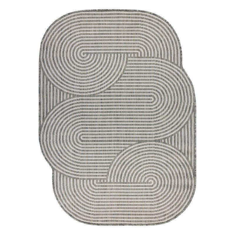 Dywan ORGANIC 1835 sizal Geometryczny ecru / szary - naturalny, nowoczesny nieregularny kształt 160x220 cm