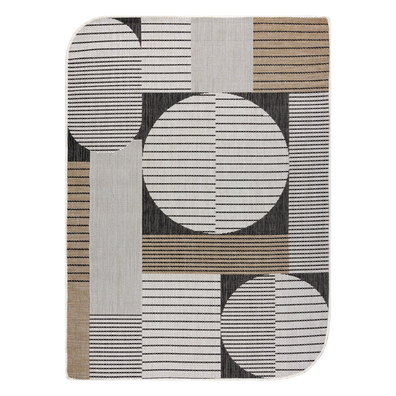 Dywan ORGANIC 2769 sizal Geometryczny ecru / czarny - naturalny, nowoczesny nieregularny kształt 133x190 cm