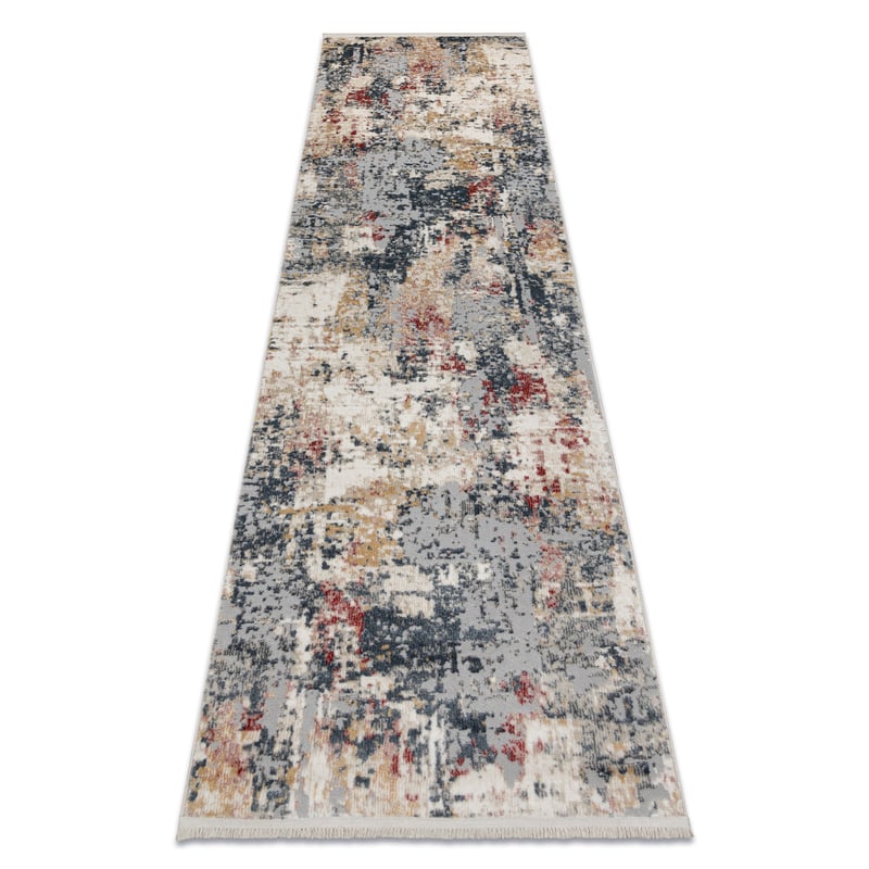 Dywan, chodnik DISTIN 0123A różowy / pudrowy / biały nowoczesny - Abstrakcja, vintage, frędzle 80x300 cm