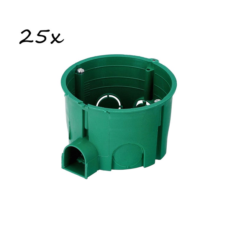 Puszka podtynkowa łączeniowa fi 60 płytka z wkrętami zielona EDO 25szt.