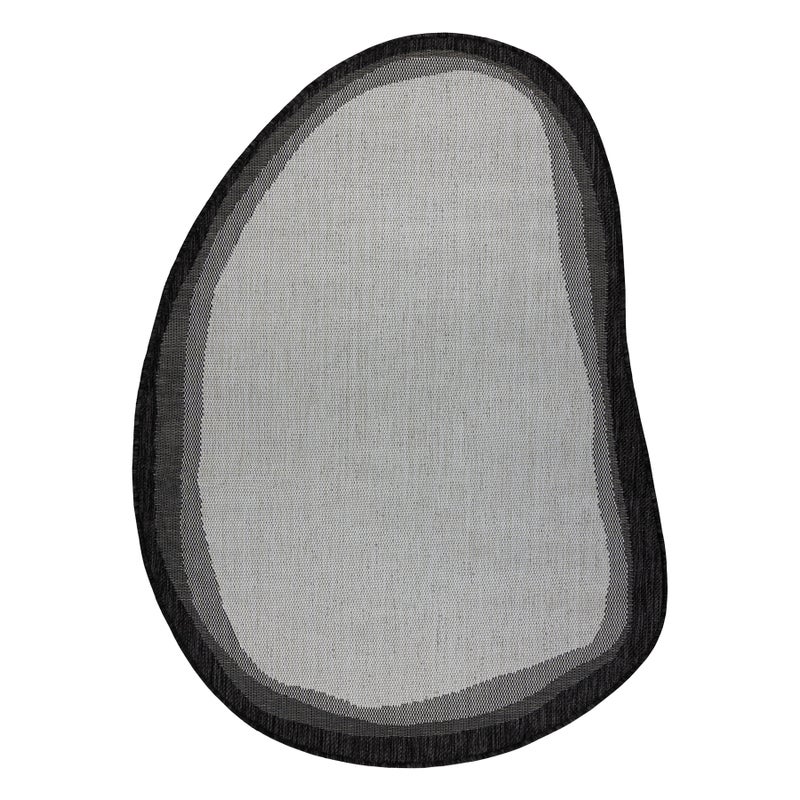 Dywan ORGANIC 2125 sizal Kamień ecru / czarny - naturalny, nowoczesny nieregularny kształt 133x190 cm