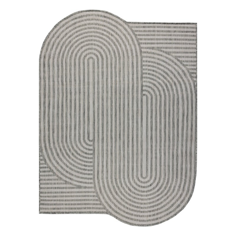 Dywan ORGANIC 2131 sizal Geometryczny ecru / szary - naturalny, nowoczesny nieregularny kształt 160x220 cm