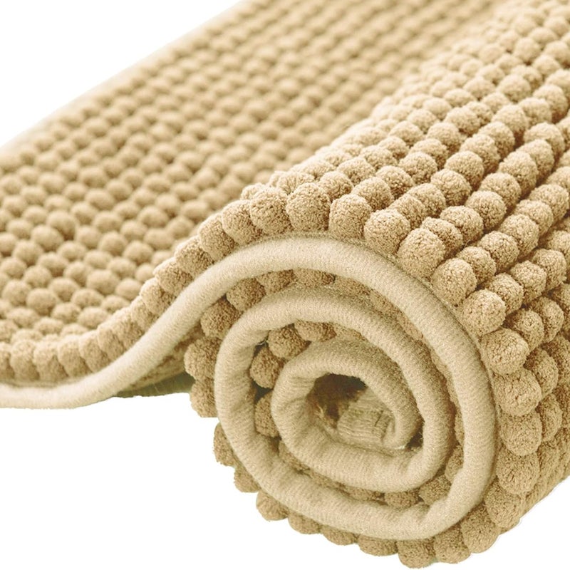 Mata łazienkowa o dużej chłonności, nadająca się do prania w pralce, wykonana z mikrofibry szenilowej, mata przy wyjściu z prysznica (40×60 cm, beżow