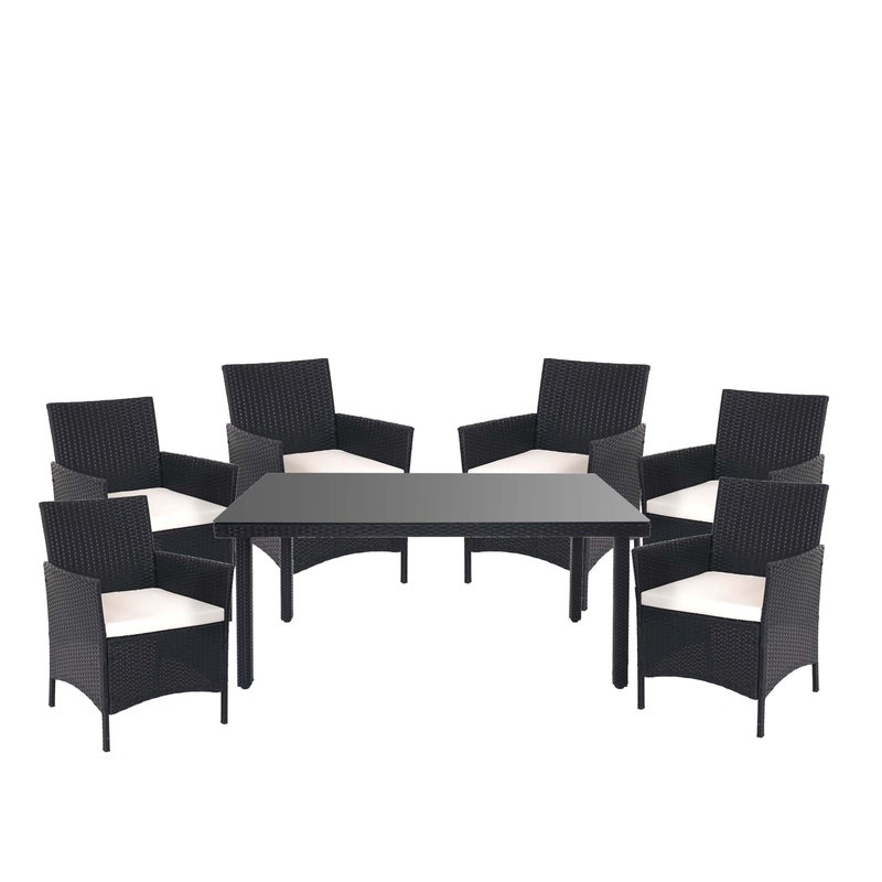 Zestaw mebli ogrodowych z polirattanowych Halden, zestaw balkonowy ~ antracytowy, poduszki kremowe