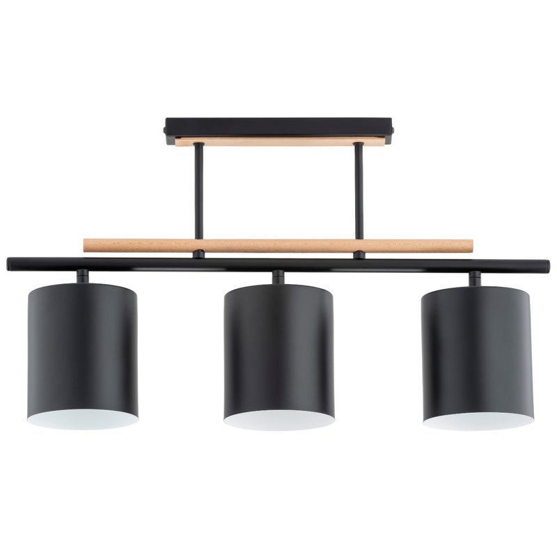 Lampa wisząca ARCZI czarna-jasne drewno-biała 3 x E27 x 15W wym: 35,5 x 61 x 12,5 cm Alfa