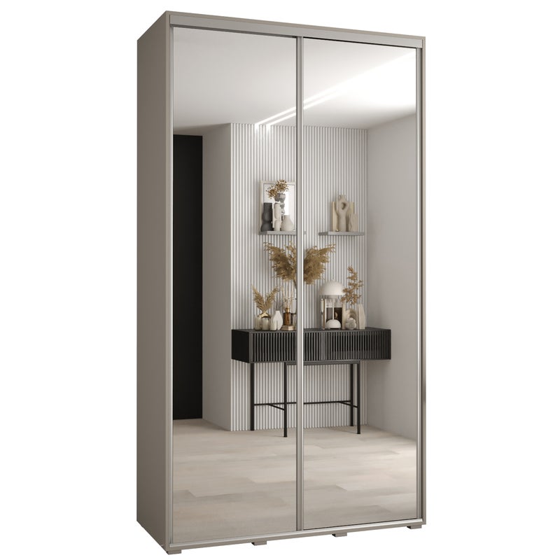 Szafa przesuwna z lustrem wysoka Dakota 2 130 x 45 x 235,2 cm kaszmir + u. Srebrny - Abiks Meble
