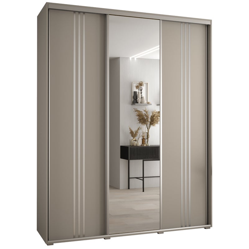 Szafa przesuwna z lustrem wysoka Dakota 7 190 x 45 x 235,2 cm kaszmir + u. Srebrny - Abiks Meble