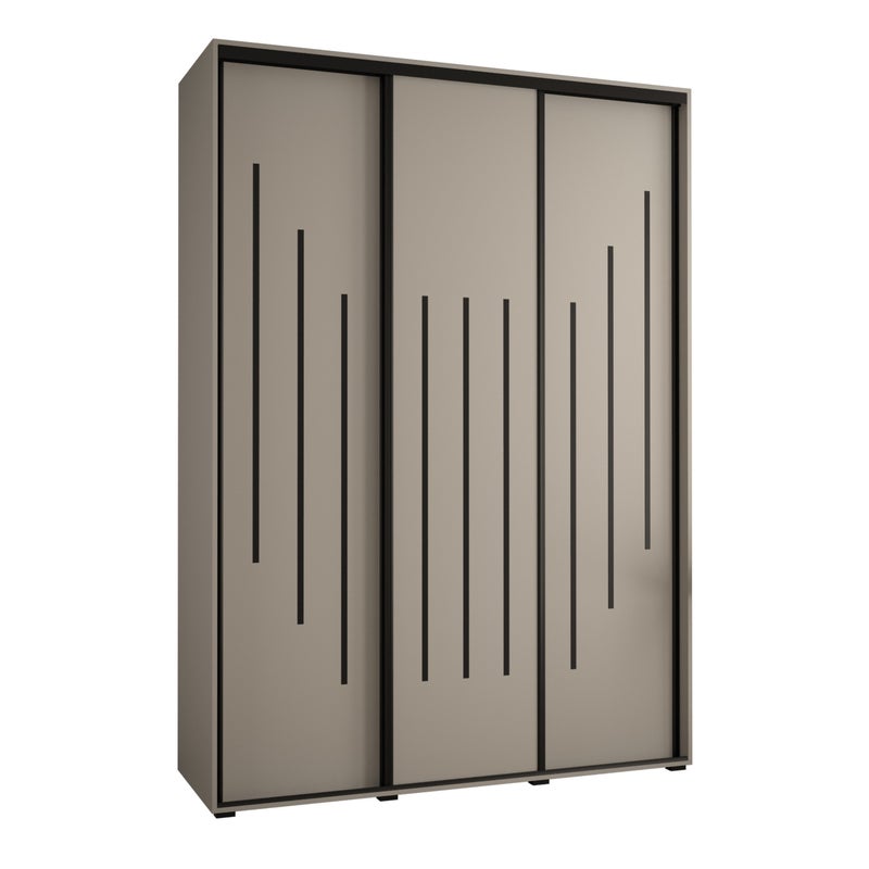 Szafa przesuwna wysoka Dakota 8 180 x 60 x 235,2 cm kaszmir + u. czarny - Abiks Meble