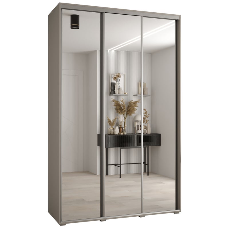 Szafa przesuwna z lustrem wysoka Dakota 2 150 x 60 x 235,2 cm kaszmir + u. Srebrny - Abiks Meble
