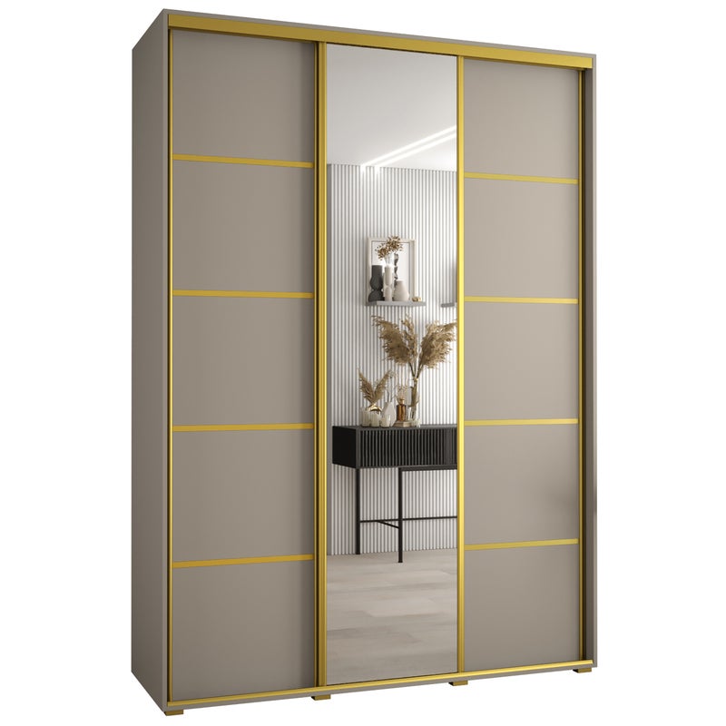 Szafa przesuwna z lustrem wysoka Dakota 5 170 x 45 x 235,2 cm kaszmir + u. Złoty - Abiks Meble