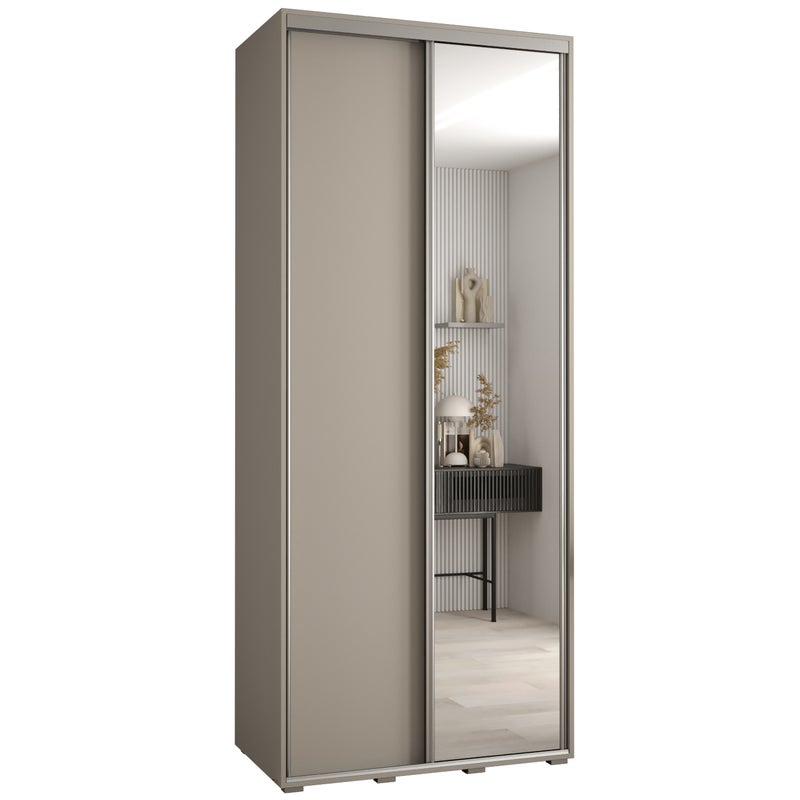Szafa przesuwna z lustrem wysoka Dakota 3 120 x 60 x 235,2 cm kaszmir + u. Srebrny - Abiks Meble
