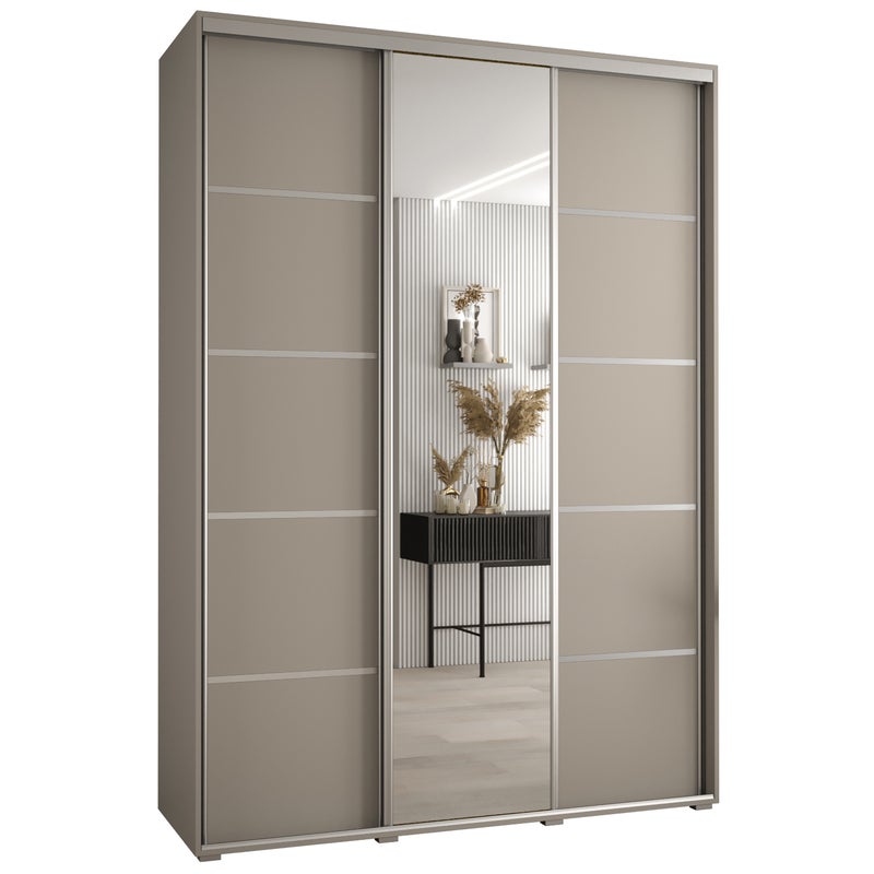 Szafa przesuwna z lustrem wysoka Dakota 5 170 x 45 x 235,2 cm kaszmir + u. Srebrny - Abiks Meble