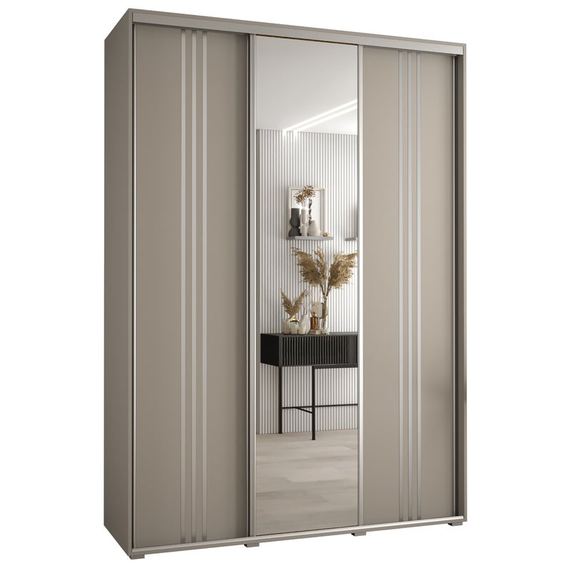 Szafa przesuwna z lustrem wysoka Dakota 7 180 x 60 x 235,2 cm kaszmir + u. Srebrny - Abiks Meble