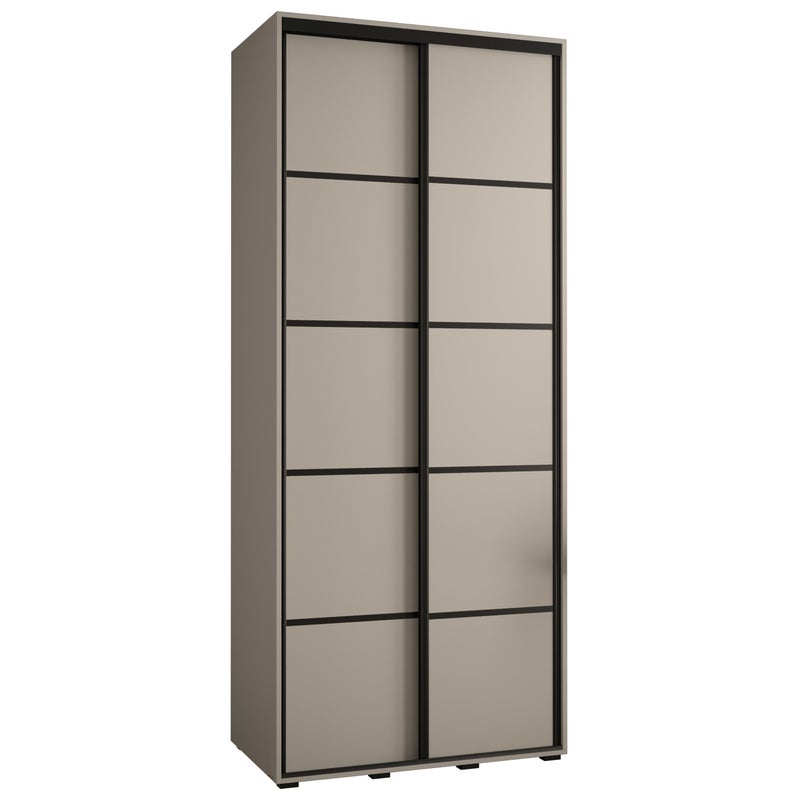 Szafa przesuwna wysoka Dakota 4 100 x 60 x 235,2 cm kaszmir + u. czarny - Abiks Meble