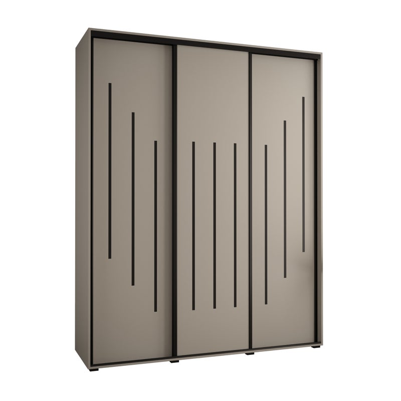 Szafa przesuwna wysoka Dakota 8 200 x 60 x 235,2 cm kaszmir + u. czarny - Abiks Meble