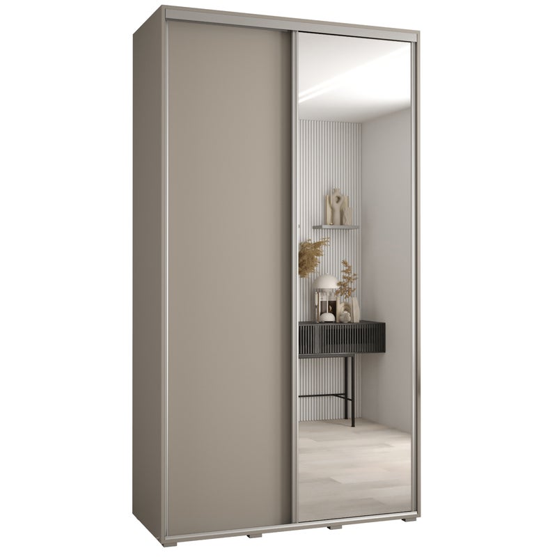 Szafa przesuwna z lustrem wysoka Dakota 3 130 x 45 x 235,2 cm kaszmir + u. Srebrny - Abiks Meble