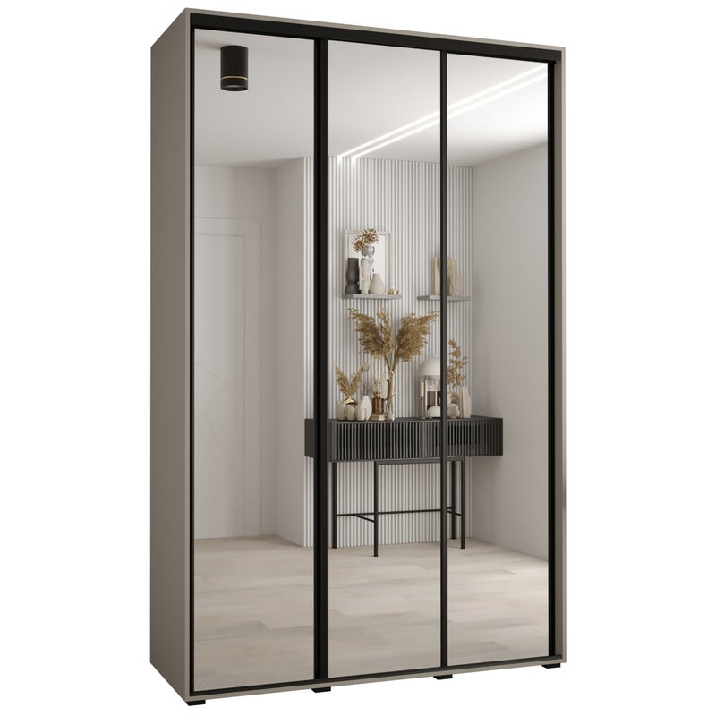 Szafa przesuwna z lustrem wysoka Dakota 2 160 x 60 x 235,2 cm kaszmir + u. czarny - Abiks Meble