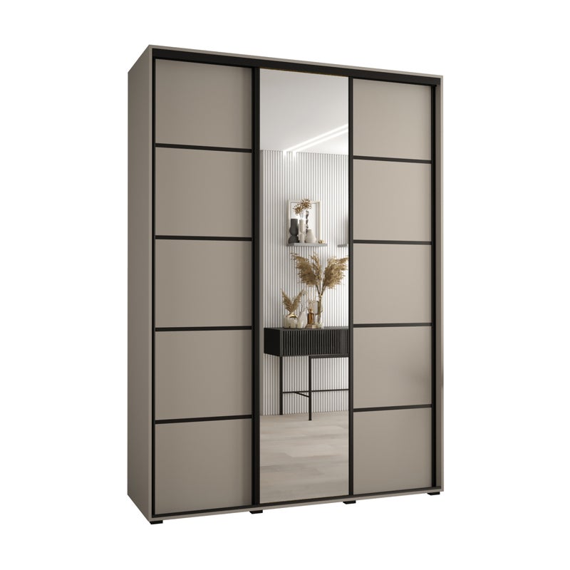 Szafa przesuwna z lustrem wysoka Dakota 5 170 x 60 x 235,2 cm kaszmir + u. czarny - Abiks Meble