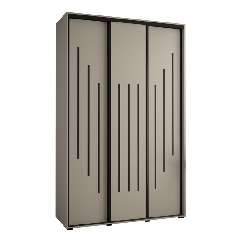 Szafa przesuwna wysoka Dakota 8 150 x 45 x 235,2 cm kaszmir + u. czarny - Abiks Meble
