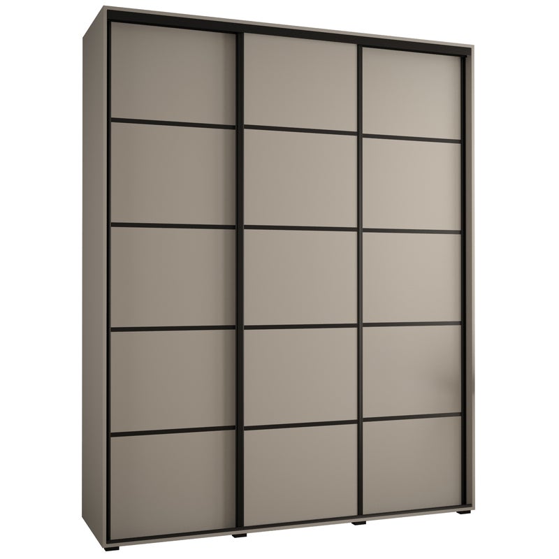 Szafa przesuwna wysoka Dakota 4 200 x 45 x 235,2 cm kaszmir + u. czarny - Abiks Meble