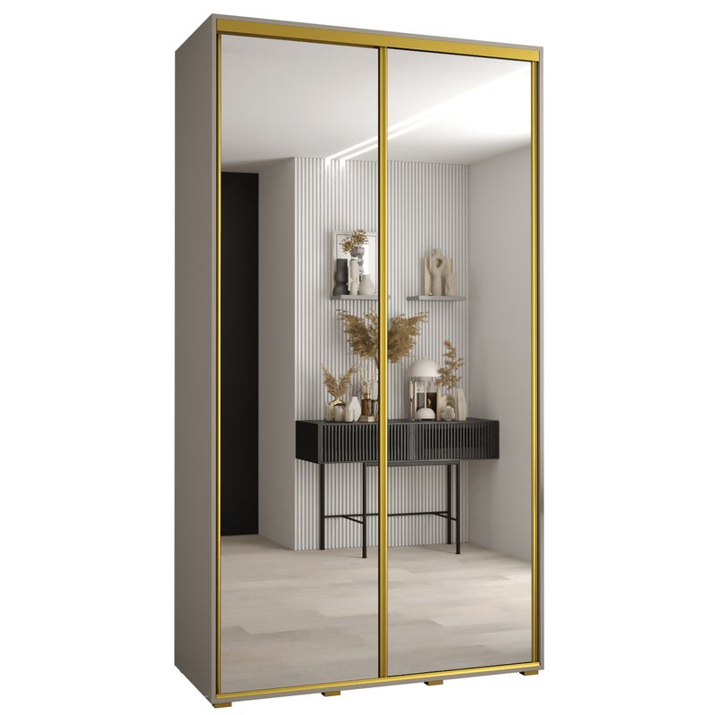 Szafa przesuwna z lustrem wysoka Dakota 2 130 x 60 x 235,2 cm kaszmir + u. Złoty - Abiks Meble