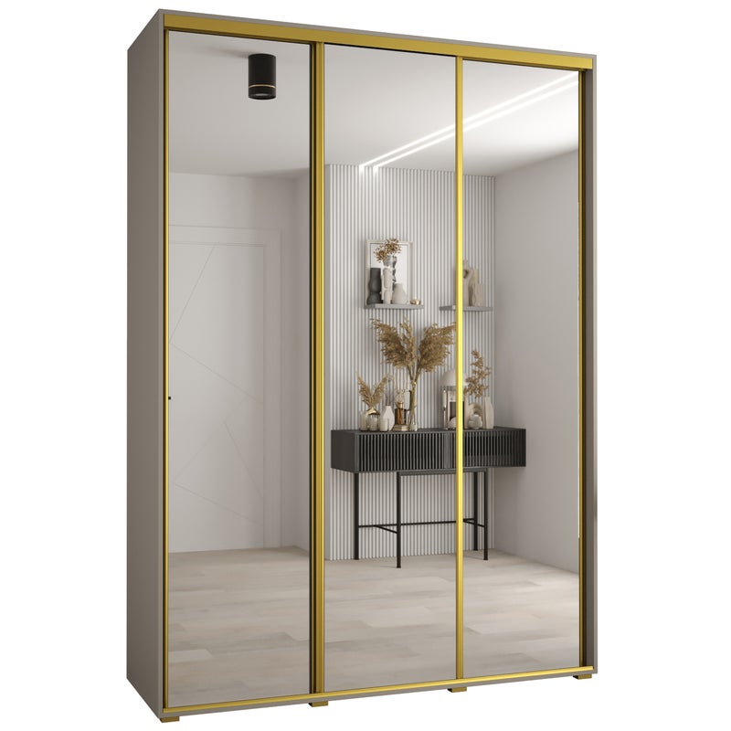 Szafa przesuwna z lustrem wysoka Dakota 2 180 x 45 x 235,2 cm kaszmir + u. Złoty - Abiks Meble