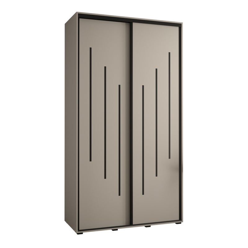 Szafa przesuwna wysoka Dakota 8 130 x 45 x 235,2 cm kaszmir + u. czarny - Abiks Meble