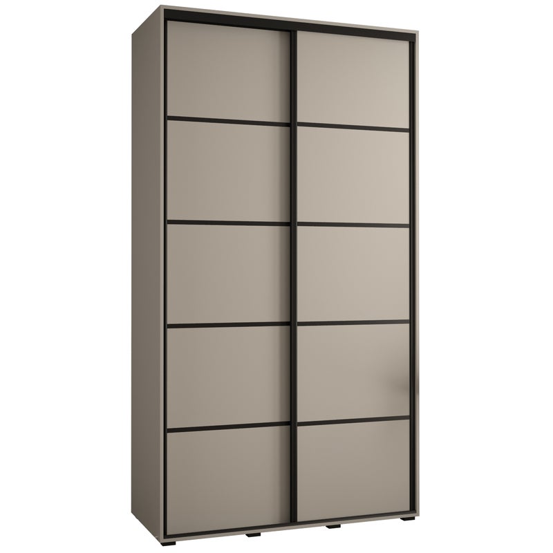 Szafa przesuwna wysoka Dakota 4 130 x 60 x 235,2 cm kaszmir + u. czarny - Abiks Meble