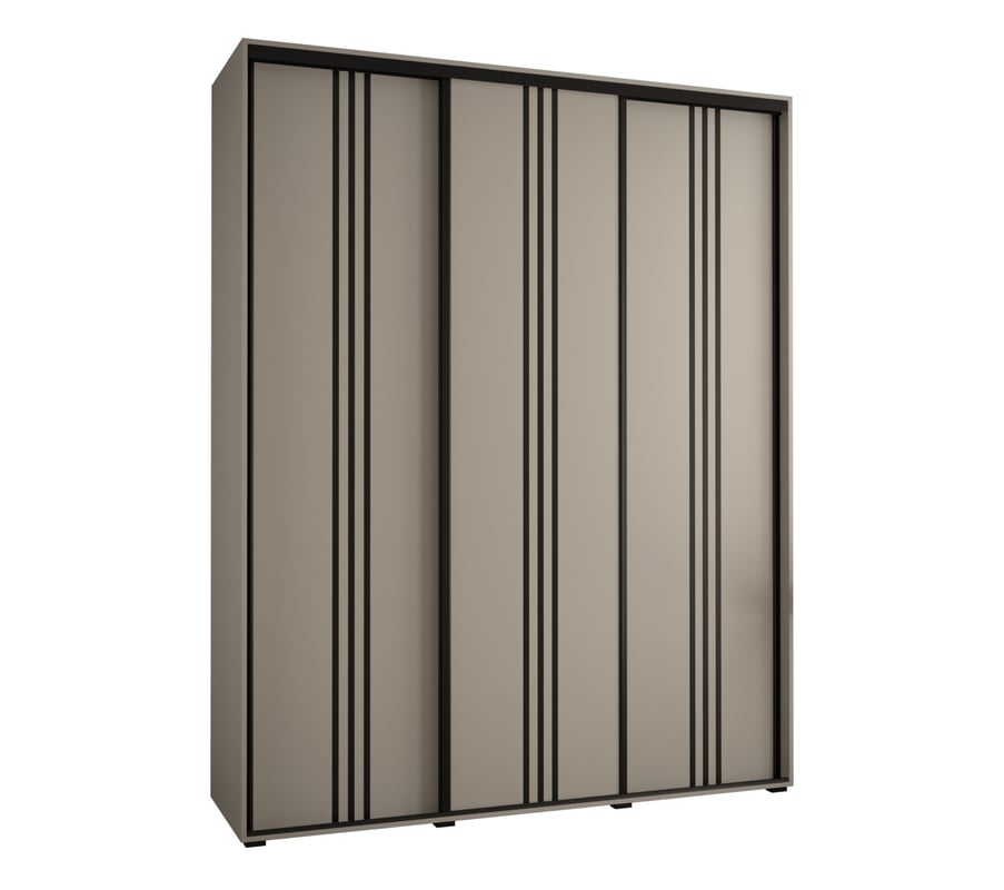 Szafa przesuwna wysoka Dakota 6 200 x 45 x 235,2 cm kaszmir + u. czarny - Abiks Meble