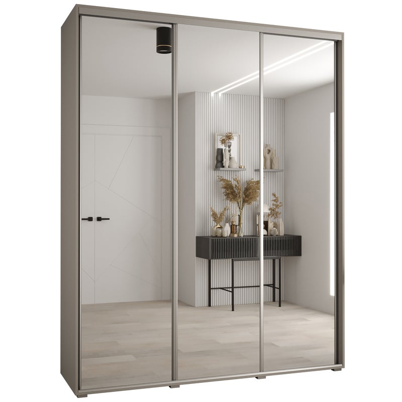 Szafa przesuwna z lustrem wysoka Dakota 2 190 x 60 x 235,2 cm kaszmir + u. Srebrny - Abiks Meble