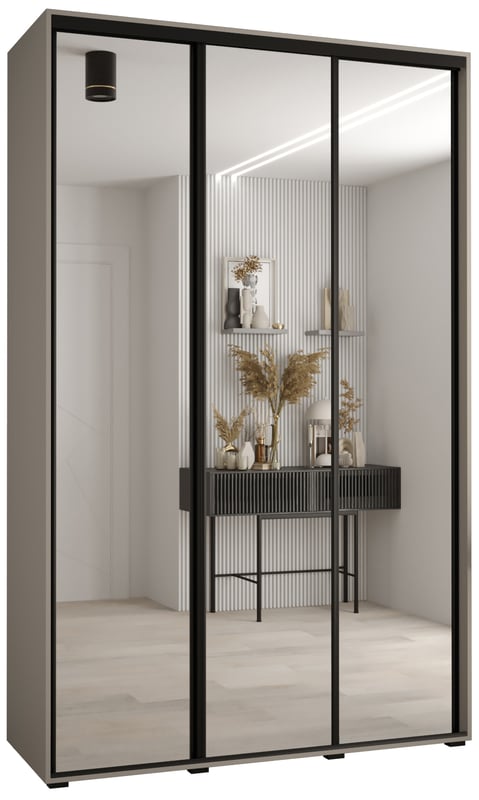 Szafa przesuwna z lustrem wysoka Dakota 2 150 x 60 x 235,2 cm kaszmir + u. czarny - Abiks Meble