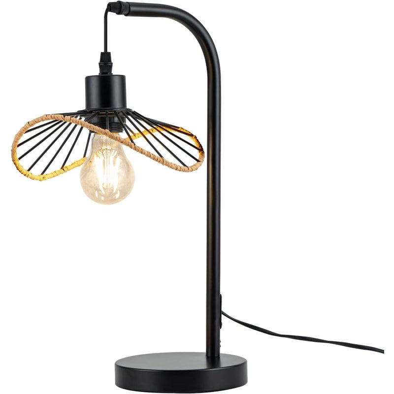 Lampka biurkowa Nettlife Vintage, lampka nocna, lampa stołowa, E27 z kablem, metalowa lampa biurkowa w retro, czarna (żarówka nie jest dołączona)