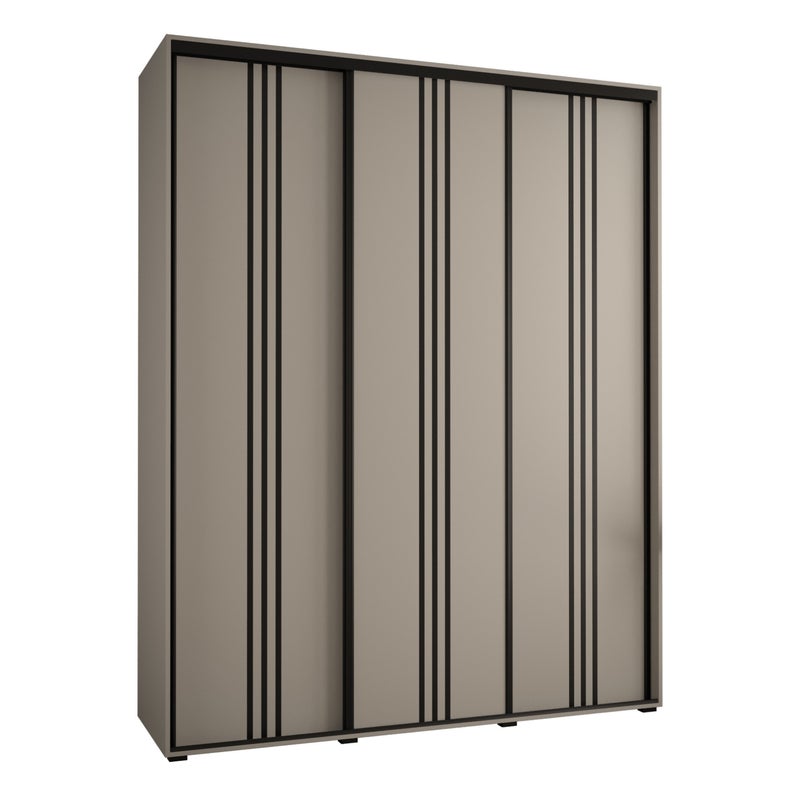 Szafa przesuwna wysoka Dakota 6 190 x 45 x 235,2 cm kaszmir + u. czarny - Abiks Meble