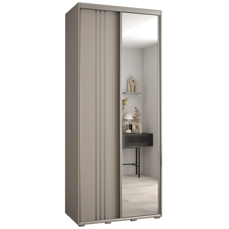 Szafa przesuwna z lustrem wysoka Dakota 7 120 x 60 x 235,2 cm kaszmir + u. Srebrny - Abiks Meble