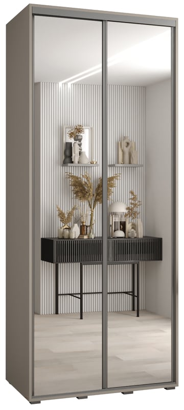 Szafa przesuwna z lustrem wysoka Dakota 2 100 x 45 x 235,2 cm kaszmir + u. Srebrny - Abiks Meble