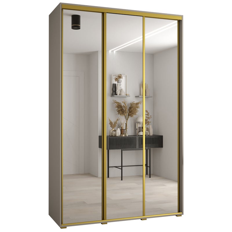 Szafa przesuwna z lustrem wysoka Dakota 2 160 x 60 x 235,2 cm kaszmir + u. Złoty - Abiks Meble