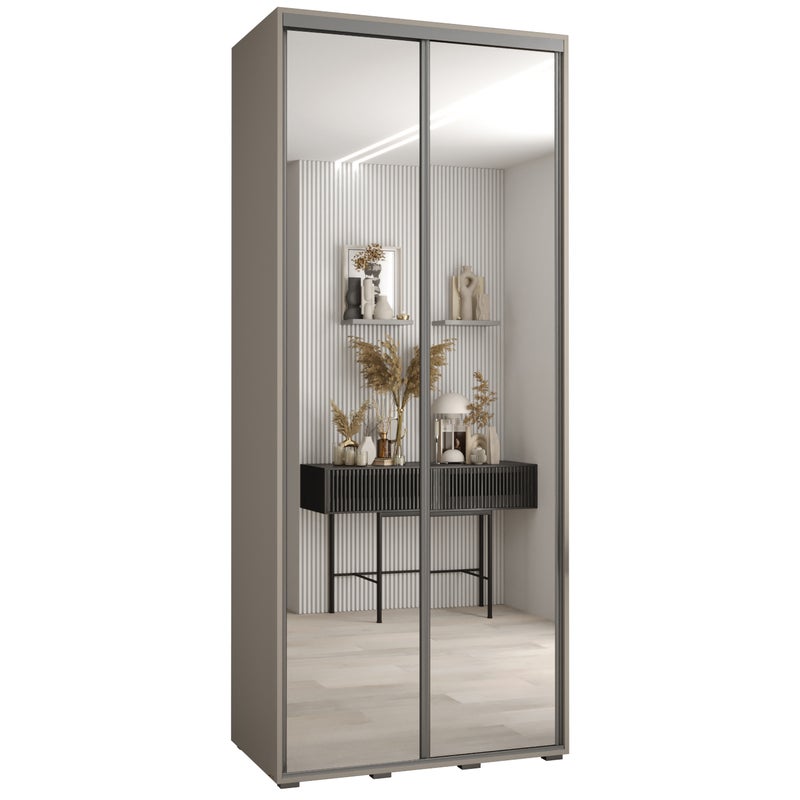 Szafa przesuwna z lustrem wysoka Dakota 2 120 x 60 x 235,2 cm kaszmir + u. Srebrny - Abiks Meble