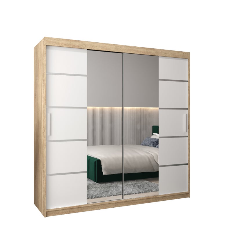 Szafa przesuwna garderoba Verona 4 200 x 62 x 200 cm Sonoma + Biały - Abiks Meble