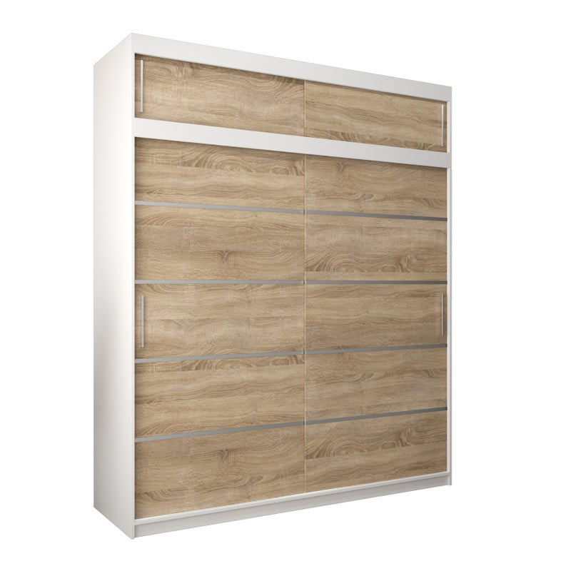 Szafa przesuwna z nadstawką garderoba Verona 1 200 x 62 x 240 cm Biały + Sonoma - Abiks Meble