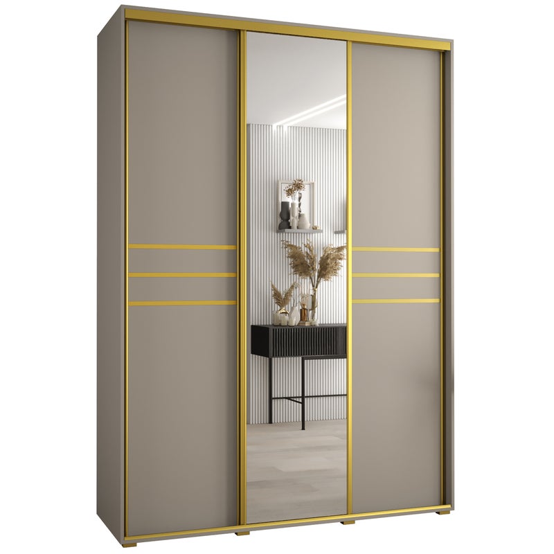 Szafa przesuwna z lustrem wysoka Dakota 11 170 x 60 x 235,2 cm kaszmir + u. Złoty - Abiks Meble