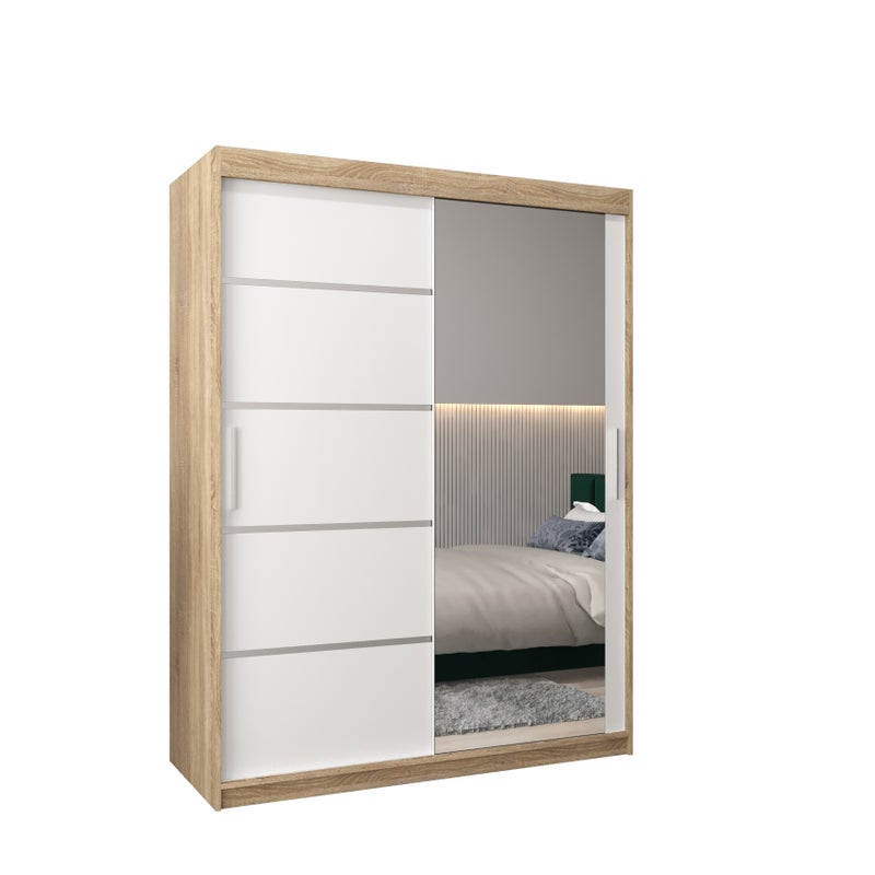 Szafa przesuwna garderoba Verona 2 150 x 62 x 200 cm Sonoma + Biały - Abiks Meble