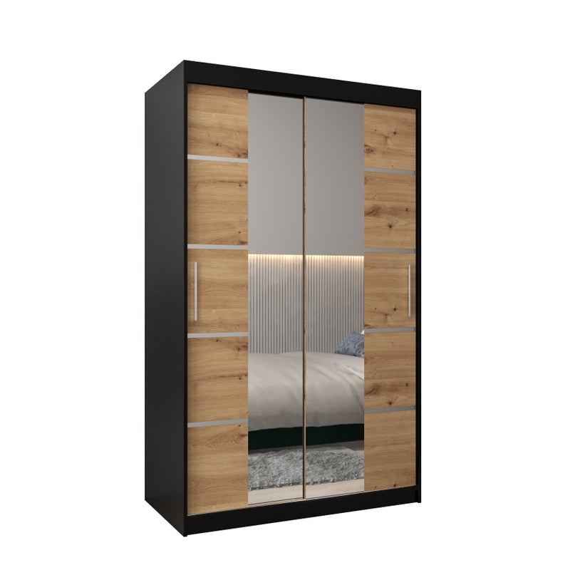 Szafa przesuwna garderoba Verona 4 120 x 62 x 200 cm Czarny + Artisan - Abiks Meble