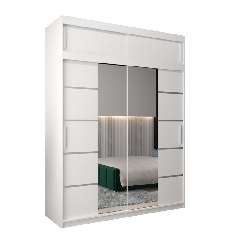 Szafa przesuwna z nadstawką garderoba Verona 4 180 x 62 x 240 cm Biały - Abiks Meble