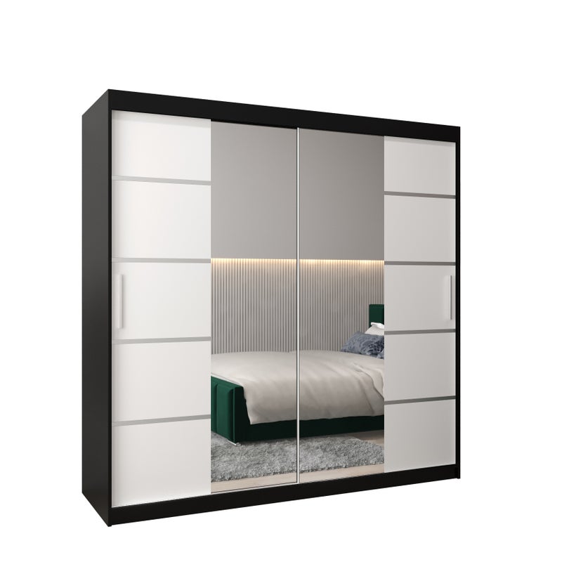 Szafa przesuwna garderoba Verona 4 200 x 62 x 200 cm Czarny + Biały - Abiks Meble