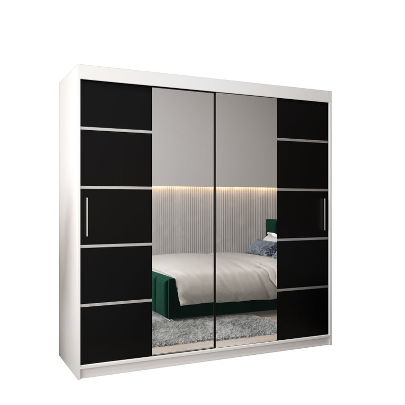 Szafa przesuwna garderoba Verona 4 200 x 62 x 200 cm Biały + Czarny - Abiks Meble