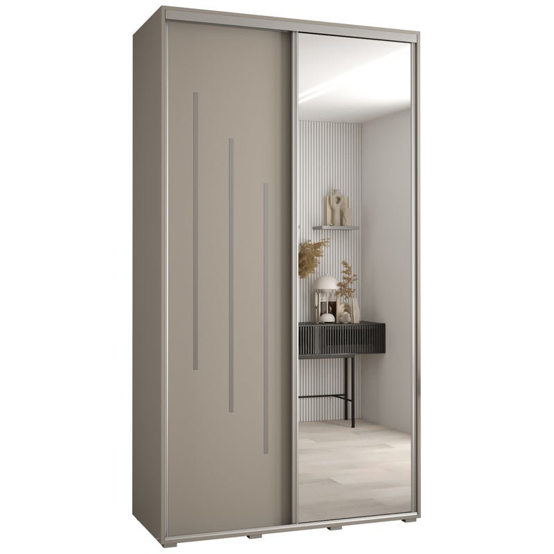 Szafa przesuwna z lustrem wysoka Dakota 9 160 x 45 x 235,2 cm kaszmir + u. Srebrny - Abiks Meble