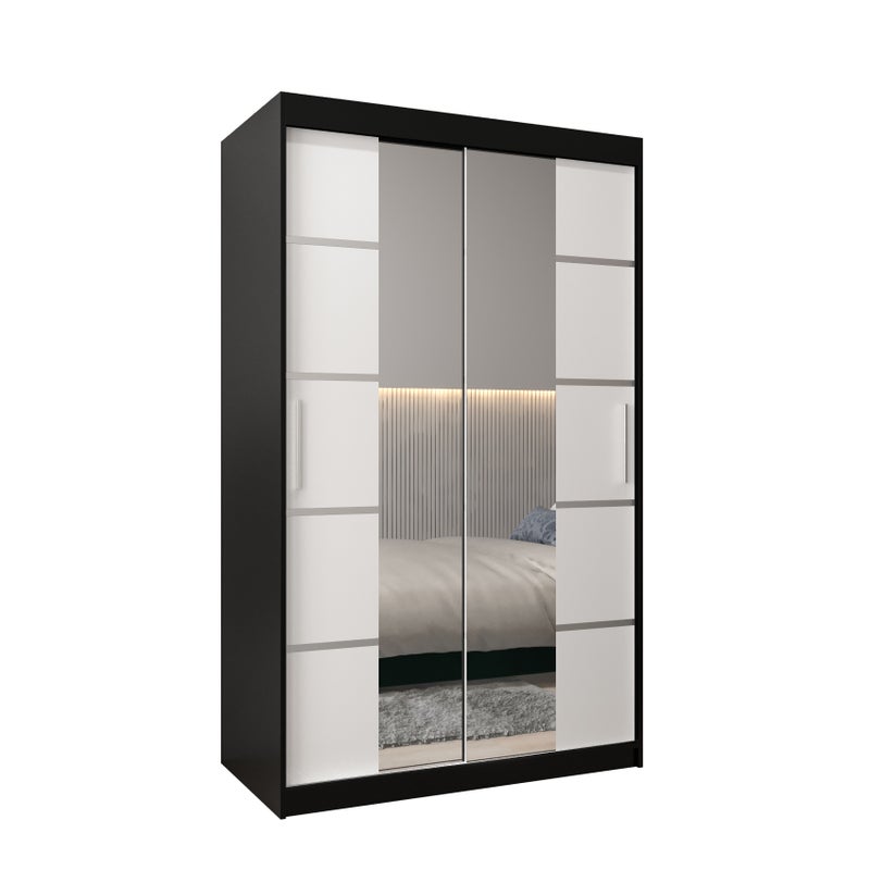 Szafa przesuwna garderoba Verona 4 120 x 62 x 200 cm Czarny + Biały - Abiks Meble