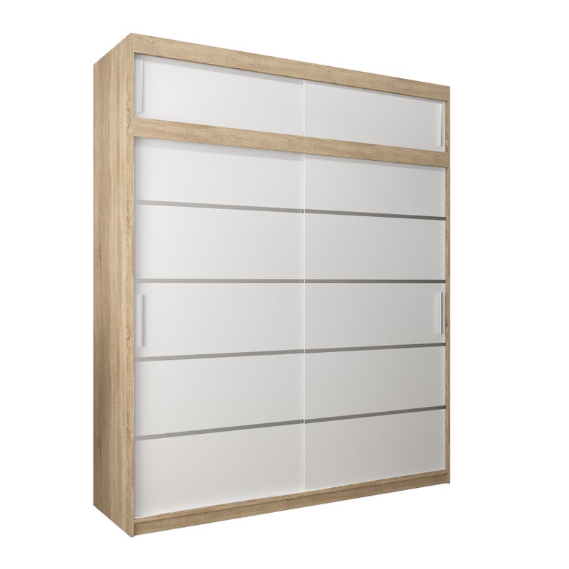 Szafa przesuwna z nadstawką garderoba Verona 1 200 x 62 x 240 cm Sonoma + Biały - Abiks Meble