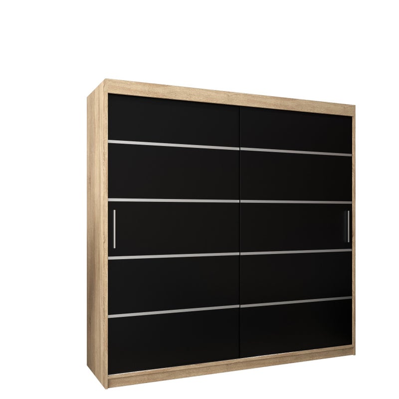 Szafa przesuwna garderoba Verona 1 250 x 62 x 200 cm Sonoma + Czarny - Abiks Meble