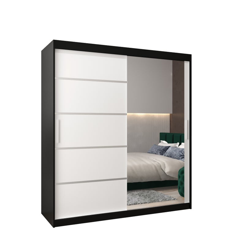 Szafa przesuwna garderoba Verona 2 180 x 62 x 200 cm Czarny + Biały - Abiks Meble